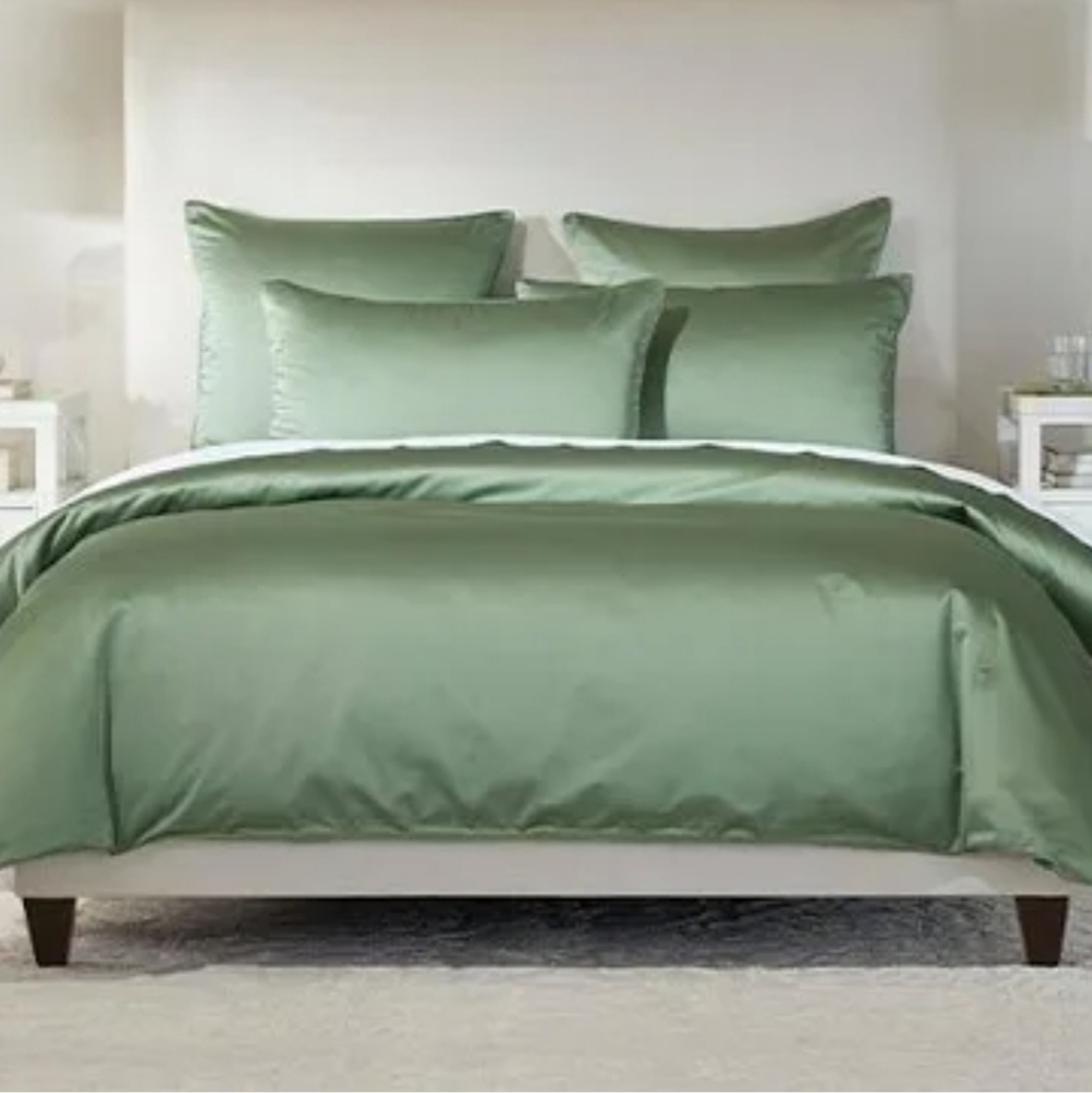 Ethan Allen Queen Duvet And Shams Set Salena Duvet Cover Set F/Q Size Sage Green